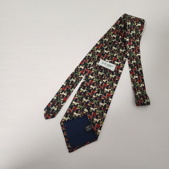 Vintage Equestrian Print 100% Silk Neck Tie - Picture 3 of 5